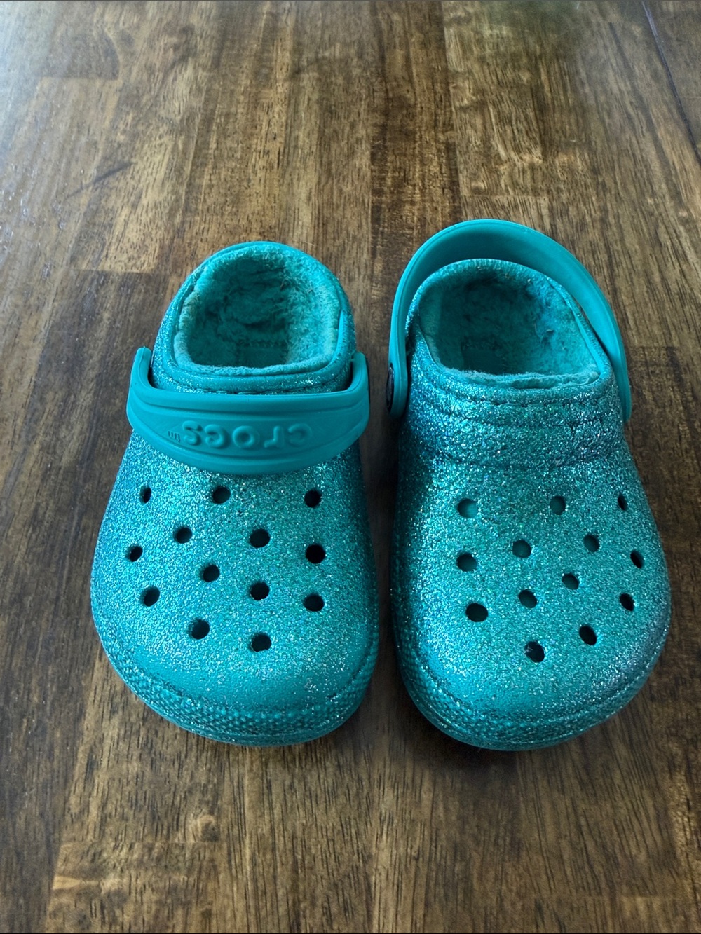 CROCS Kids Glitter Clog in Teal